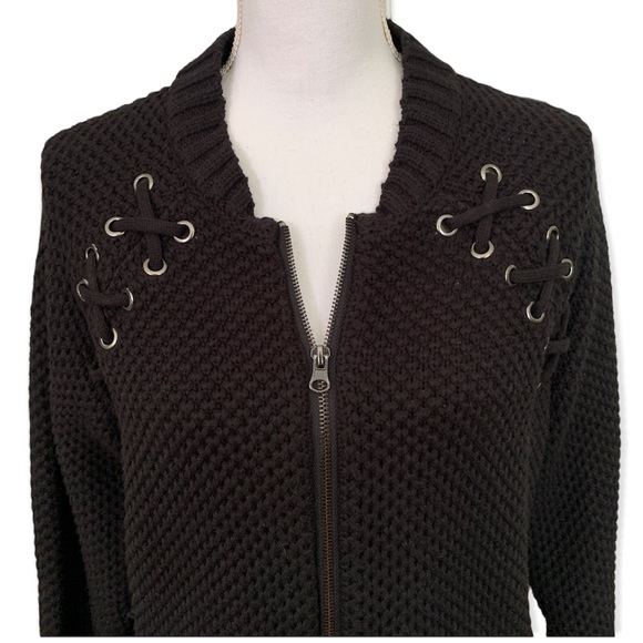 Torrid Black Lace Up Bomber Sweater - Picture 10 of 10